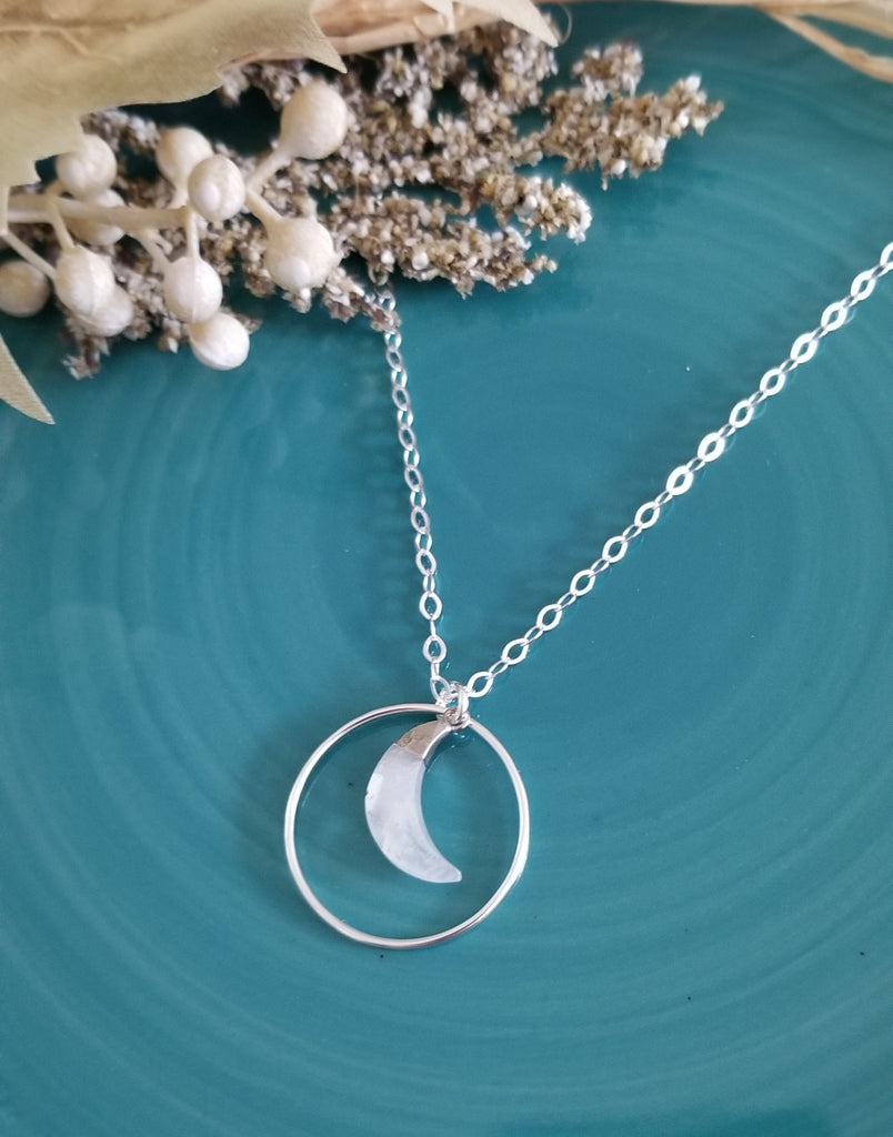Silver moon pendant on sale