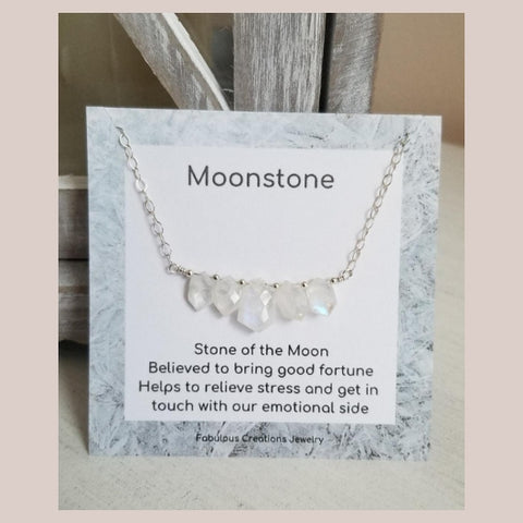 Sterling Silver Moonstone Necklace, Crystal Necklace Limited Edition