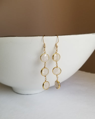 Bridesmaid Earrings, Long Moonstone Earrings, Bridesmaid Gifts