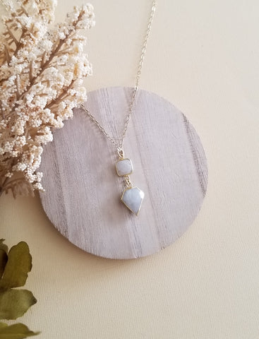 Rainbow Moonstone Pendant Necklace, Gold Filled Chain