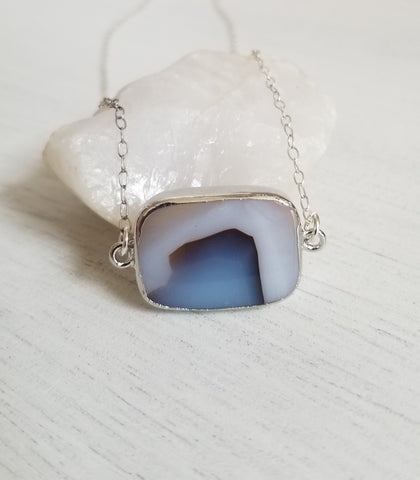 Unique Moss Agate Necklace Sterling Silver