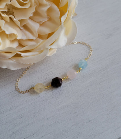 Custom Birthstone Bracelet, Multi Gemstone Bracelet