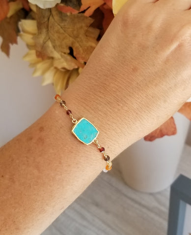 Boho Beaded Bracelet, Turquoise Bracelet, Handmade Bracelet, Gift for Women