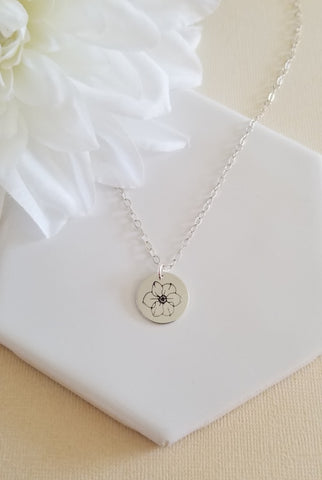 Dainty Flower Pendant Necklace, Birth Flower Jewelry, Gift for Her