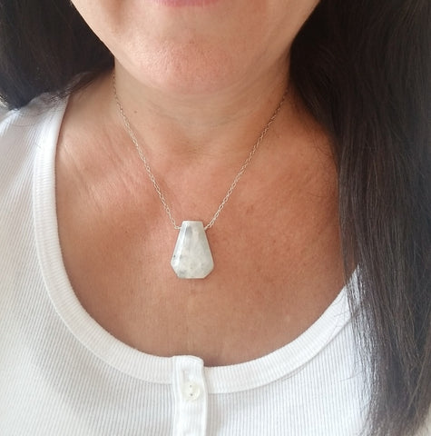 Sterling Silver Moonstone Necklace, Gift for Her