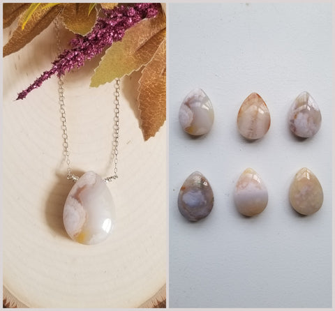 One of a Kind Agate Teardrop Pendant Necklace