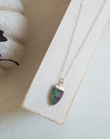 One of a Kind Ruby Zoisite Pendant Necklace