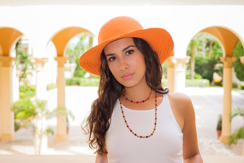 Orange Carnelian Beaded Chain Necklace