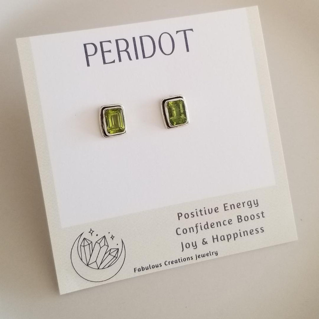 Peridot Earrings, Peridot Studs Sterling Silver, Gemstone Post Earrings, August Birthstone, Gift for Her, Peridot Jewelry for Women, Stocking Stuffer