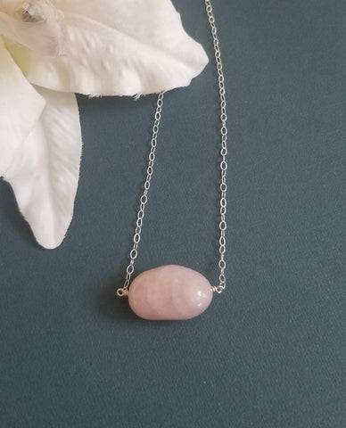 Rose Quartz Crystal Necklace for Women, Self Love Stone Necklace, Heart Chakra Jewelry