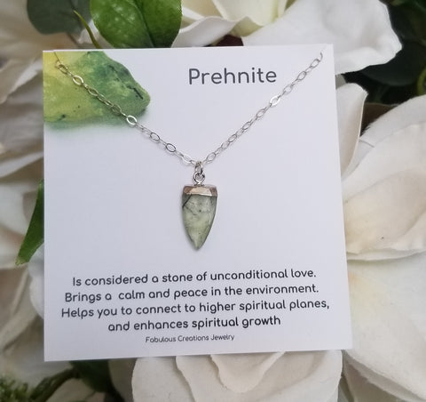 One of a Kind Prehnite Gemstone Pendant Necklace, Sterling Silver or Gold
