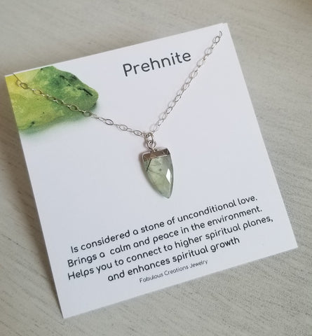 Prehnite crystal necklace, One of a kind gemstone necklace