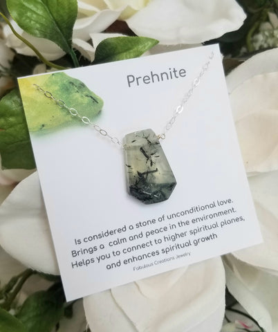 Calming Gemstone Prehnite Necklace, Gift for Her