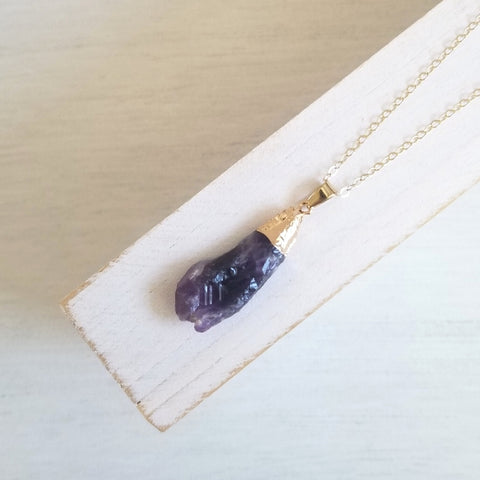 Amethyst Necklace, Raw Amethyst Pendant Necklace