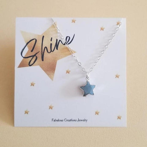 Dainty Blue Opal Star Pendant Necklace