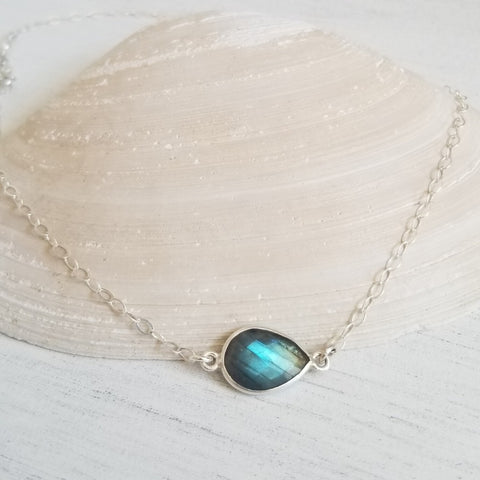 Sterling Silver Labradorite Choker Necklace