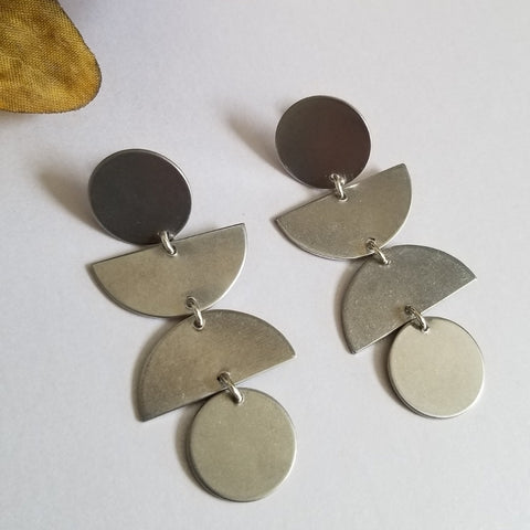 Lightweight Aluminum Statement Earrings, Modern Geometric Earrings