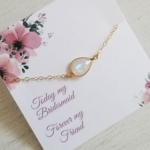 Bridesmaid Gift, Gold Moonstone Bracelet