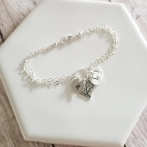 Personalized Mothers Bracelet, Sterling Silver Family Tree Bracelet