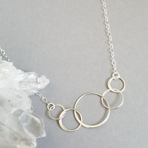 Five Linked Circles Necklace, Family Generations Necklace