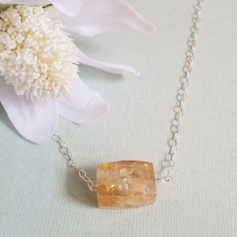 Raw Citrine necklace, Natural Gemstone Necklace, Gift for Her