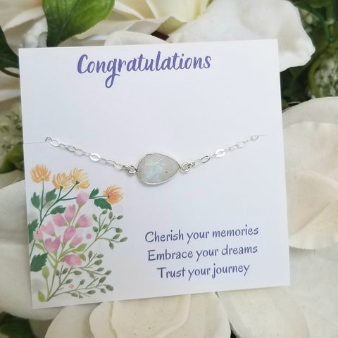 Graduation Gift for Her, Sterling Silver Moonstone Bracelet