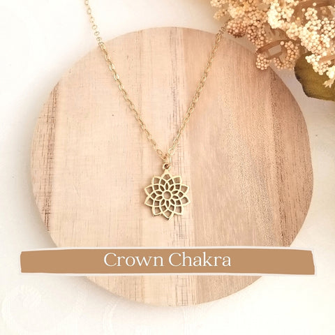 Crown Chakra Pendant Necklace for Women, Thin Gold Chain Necklace