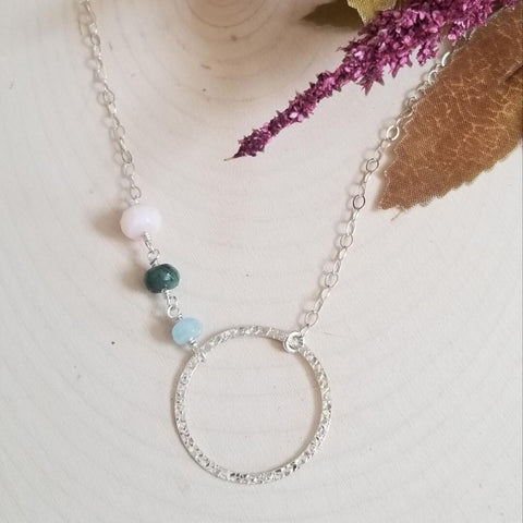 Custom Birthstone Necklace, Family Circle Necklace