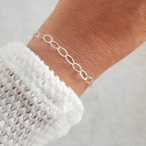 Sterling Silver Chain Bracelet, Gift for Her, Dainty Bracelet