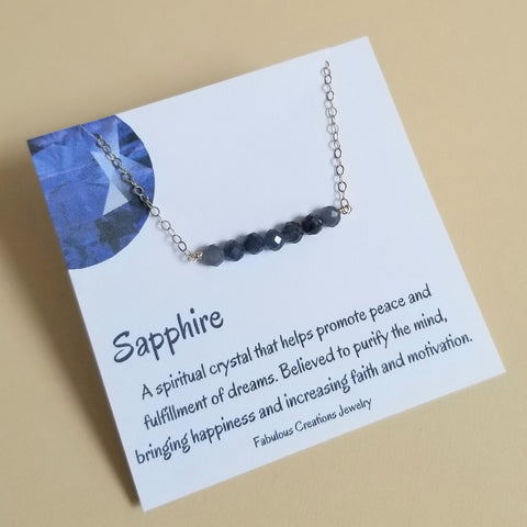 Raw Sapphire Necklace, September Birthstone Necklace