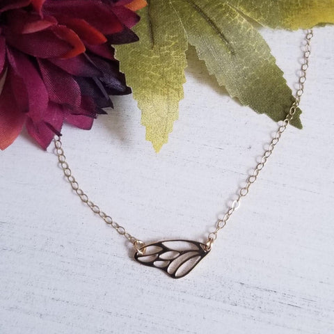 Dainty Gold Butterfly Wing Necklace