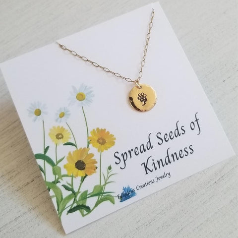 Daisy Charm Necklace, Spread Seeds of Kindness