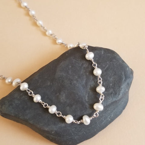 Dainty Freshwater Pearl Necklace, Beaded Choker for Women