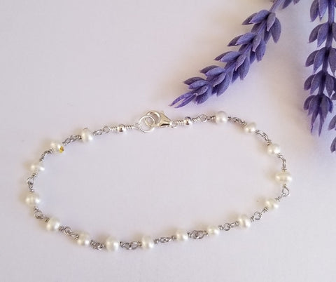 thin freshwater pearls bracelet for women