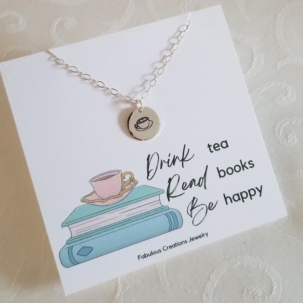 Tea Cup Charm Necklace, Gift for Tea Lover, Sterling Silver Charm Necklace for Women