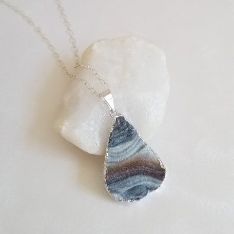 One of a Kind Agate Druzy Pendant Necklace