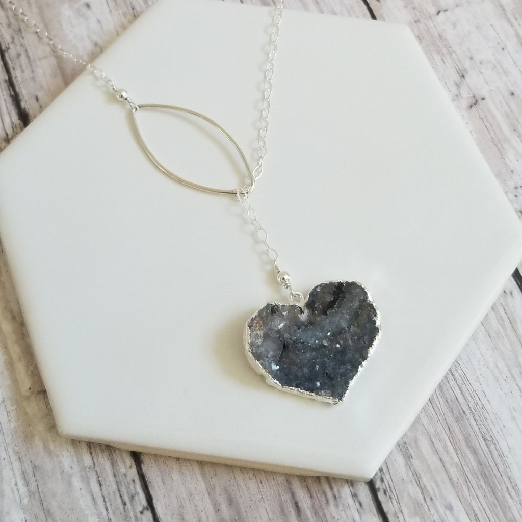 Druzy outlet heart necklace
