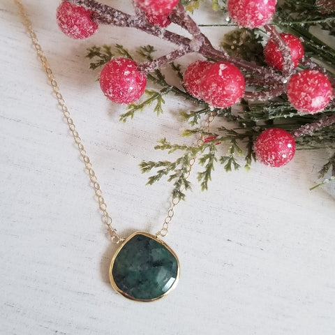Emerald Necklace for Women, Christmas Gift for Her