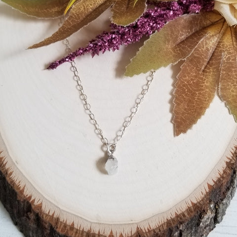 Dainty Raw Moonstone Necklace