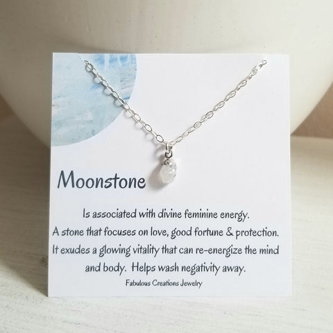 Dainty Raw Moonstone Necklace