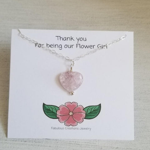 Flower Girl Gift, Heart Necklace