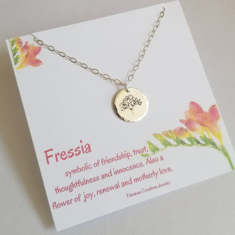 Fressia Flower Necklace, Flower of Joy, Layering Necklace