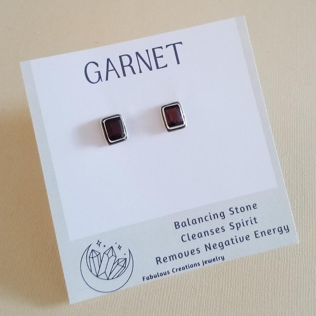 Garnet Stud Earrings, Garnet Post Earrings, Janaury Birthstone, Gemstone Studs, Affordable Gift for Her, Pollyanna Gift, Garnet Jewelry