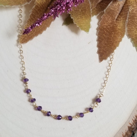Simple everyday Amethyst necklace, February birthstone jewelry