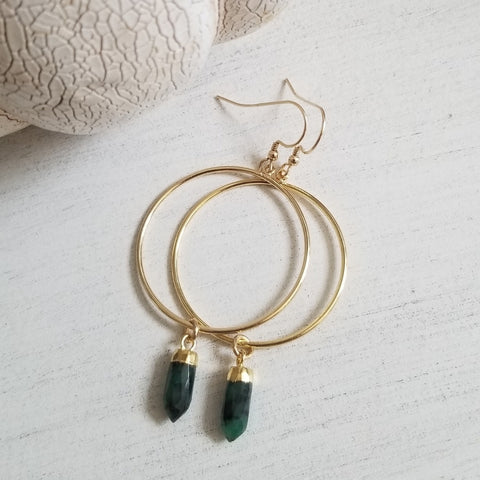 Gold Gemstone Earrings, Gift for Her