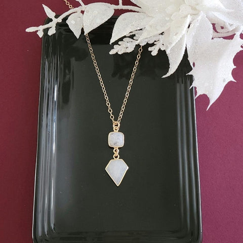 Unique Moonstone Pendant Necklace, Christmas Gift Idea for Her, Gold Moonstone Necklace