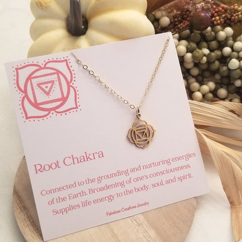 Root Chakra Pendant Necklace, Dainty Gold Chakra Necklace