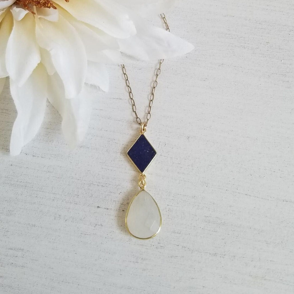 Lapis Lazuli and Moonstone Pendant Necklace