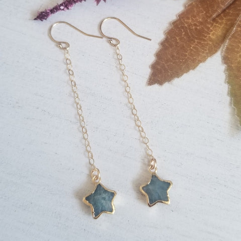 Long Star Earrings, Dainty Gold Earrings for women