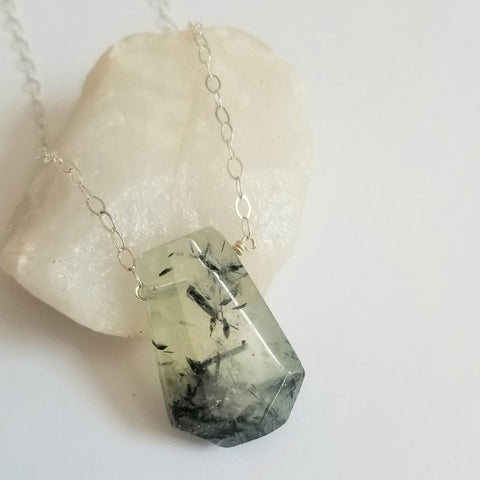Prehnite Pendant Necklace, Handmade in the USA
